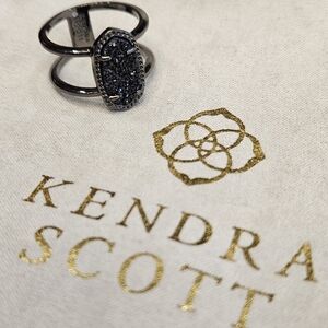 Kendra Scott Black Drusy Ring + Dusty & Box! Size 7.5